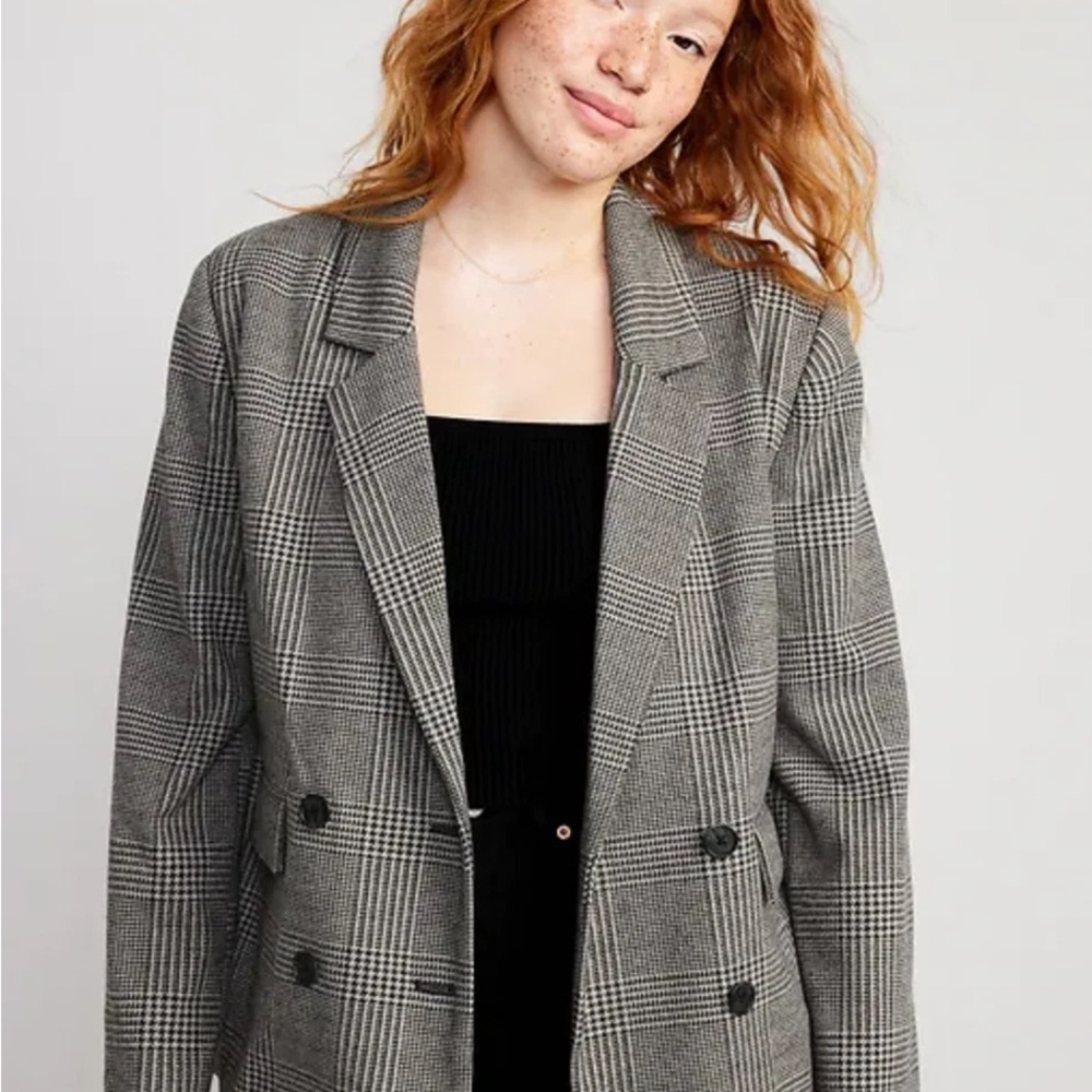 Old Navy Double Breasted Textured Relaxed Fit Blazer